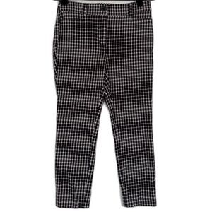 LOFT Sutton Skinny Pants Womens 4P Black White Plaid Stretch Ankle